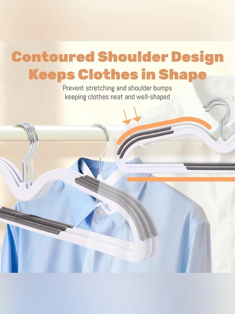 20 Pack Short Neck Plastic Hangers, Heavy Duty Clothes Hangers with Non-Slip Pad